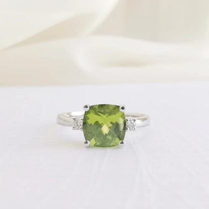 Cushion Peridot Ring
