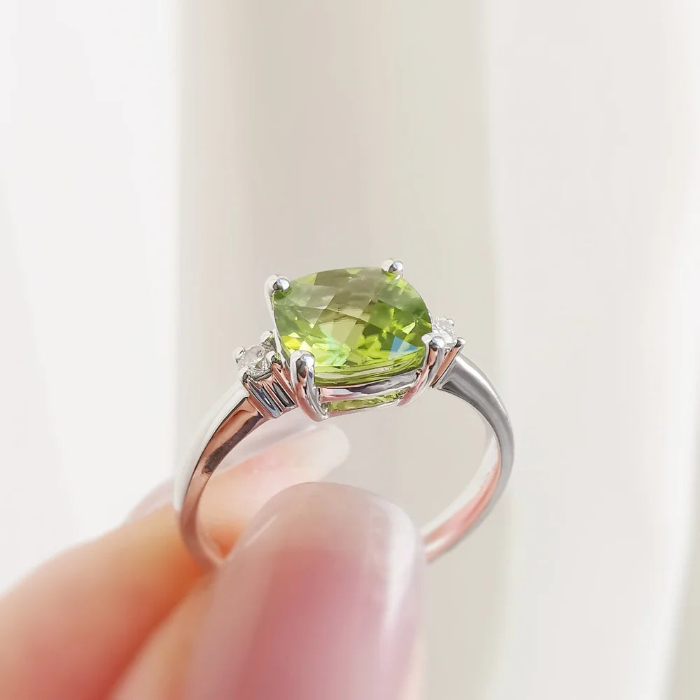 Cushion Peridot Ring