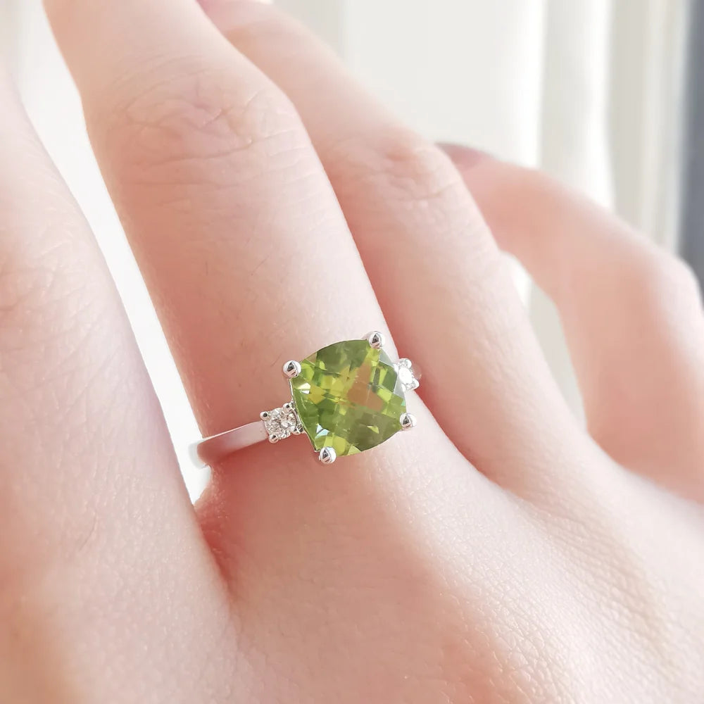 Cushion Peridot Ring