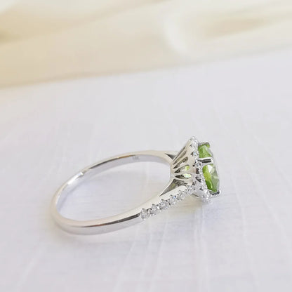 Round Peridot Halo Ring