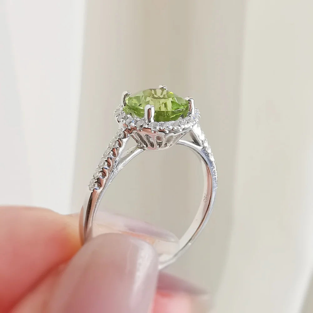Round Peridot Halo Ring