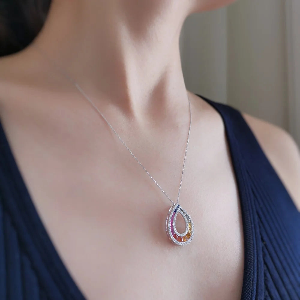 The Rainbow Drop Sapphire Pendant