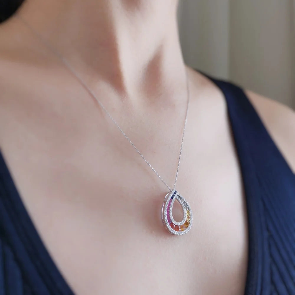 The Rainbow Drop Sapphire Pendant