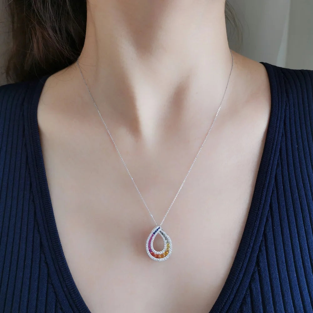 The Rainbow Drop Sapphire Pendant