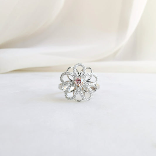 18K Fancy Flower Pink Diamond Ring