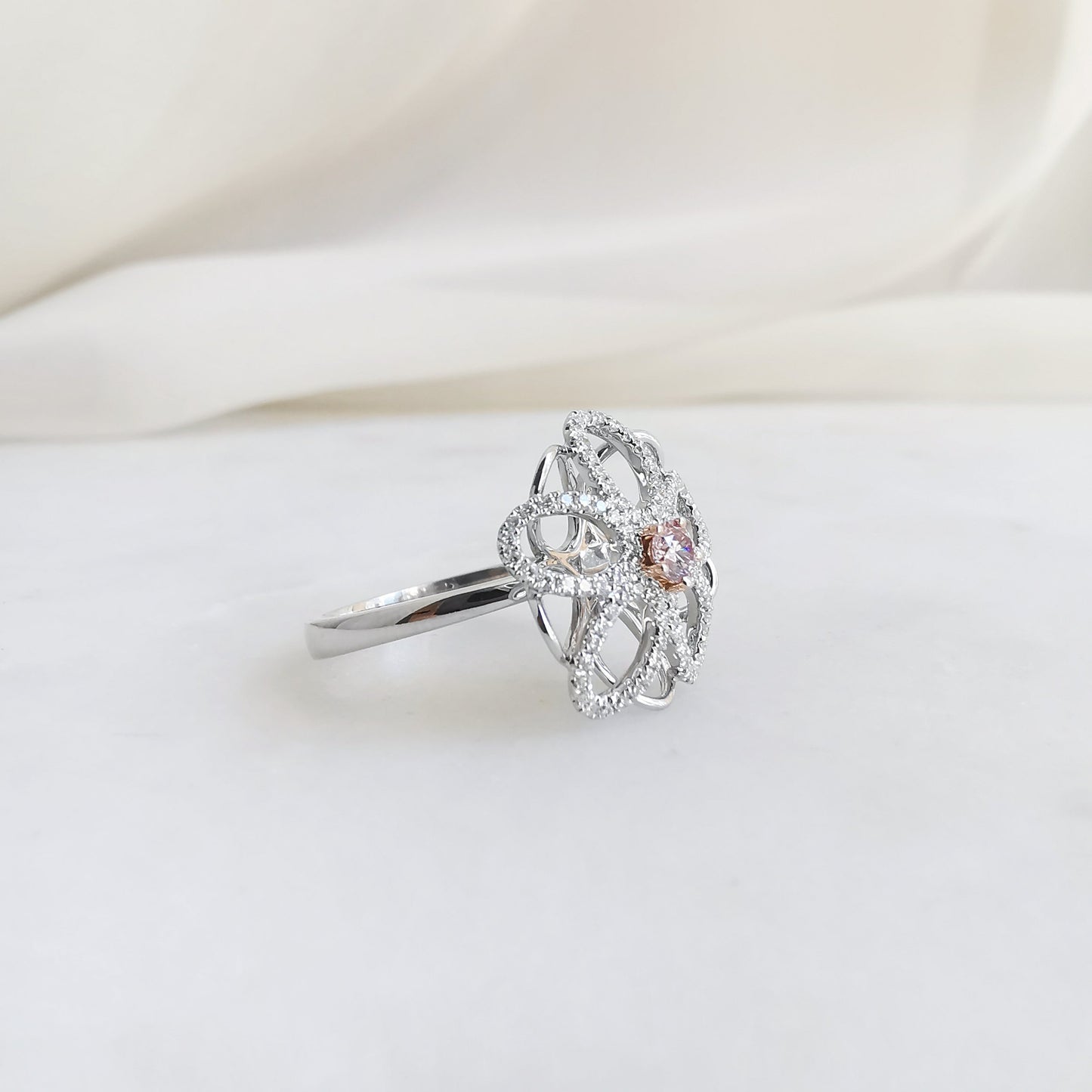 18K Fancy Flower Pink Diamond Ring