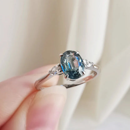 18K Jolyne Oval Green Sapphire and Diamond Ring