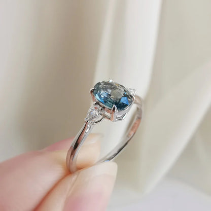 18K Jolyne Oval Green Sapphire and Diamond Ring