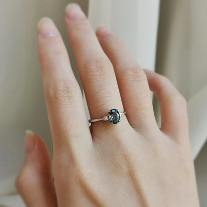 18K Jolyne Oval Green Sapphire and Diamond Ring