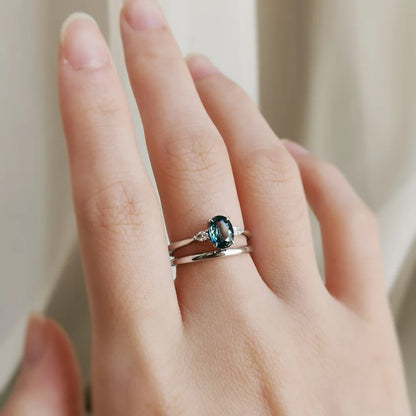 18K Jolyne Oval Green Sapphire and Diamond Ring