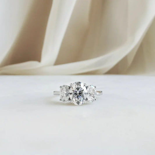 18K Cicely Oval Trilogy Moissanite Ring