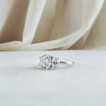 18K Cicely Oval Trilogy Moissanite Ring