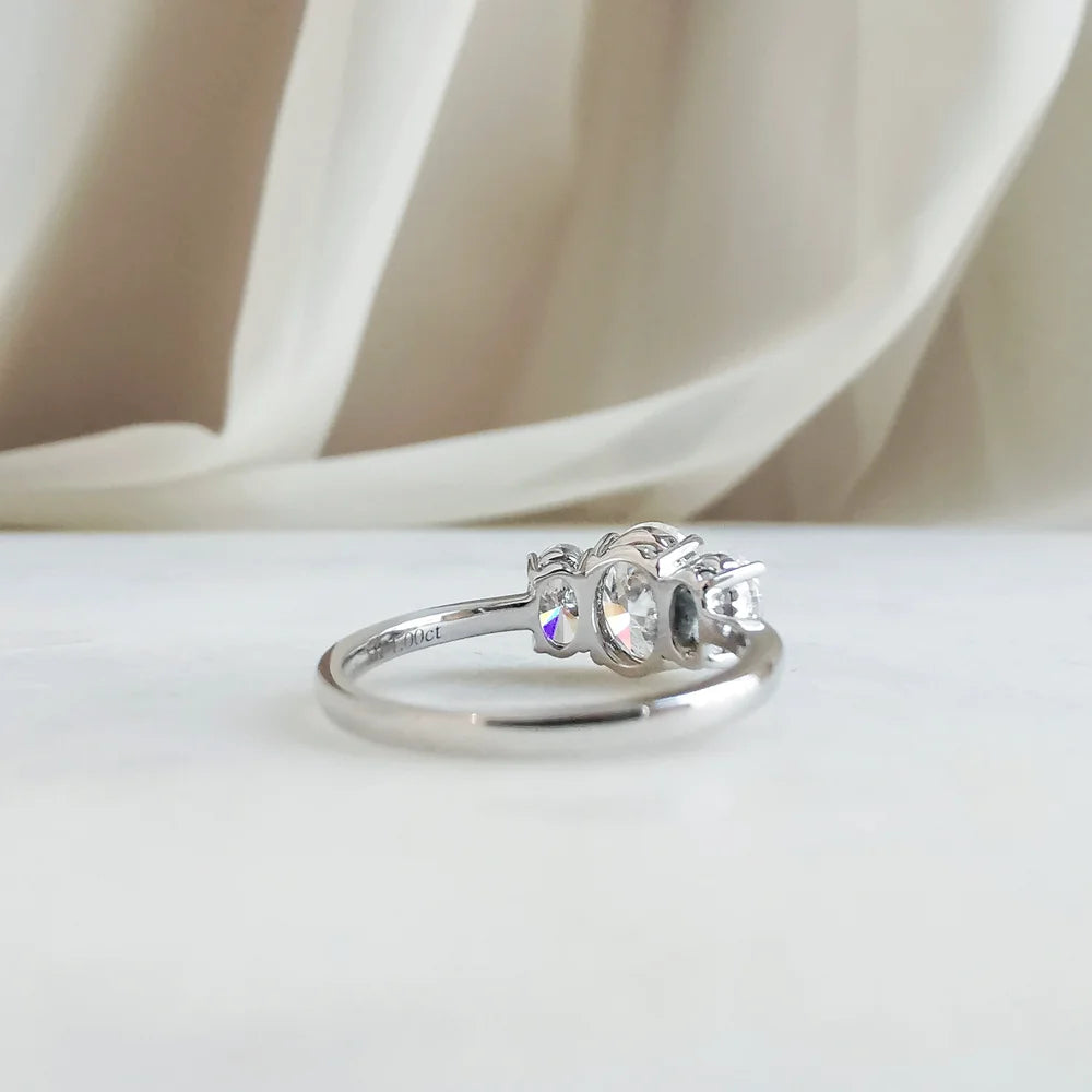 18K Cicely Oval Trilogy Moissanite Ring