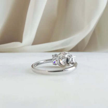 18K Cicely Oval Trilogy Moissanite Ring
