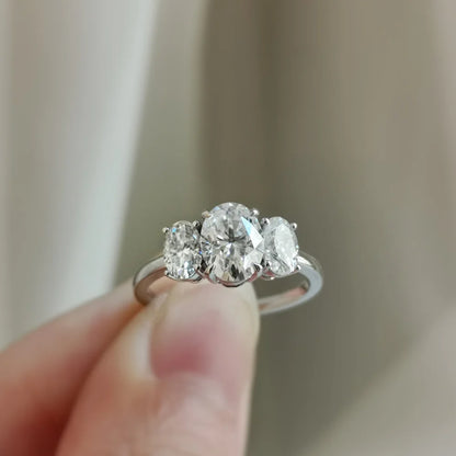 18K Cicely Oval Trilogy Moissanite Ring