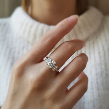 18K Cicely Oval Trilogy Moissanite Ring