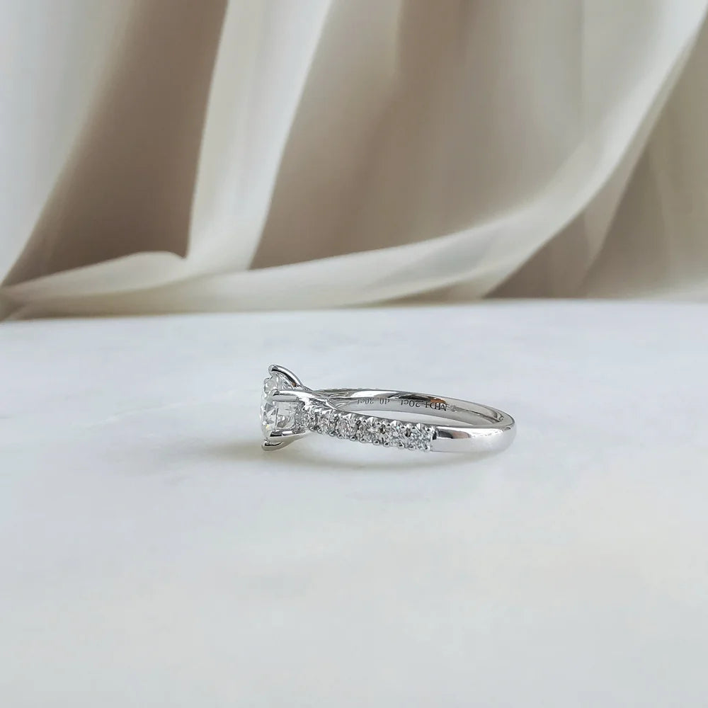 18K Chiara Round Moissanite and Diamond Ring