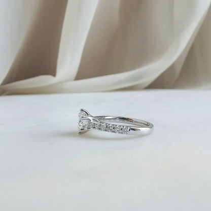18K Chiara Round Moissanite and Diamond Ring