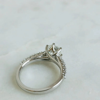 18K Chiara Round Moissanite and Diamond Ring