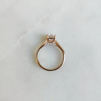 18K Rose Hidden Heart Round Moissanite Ring