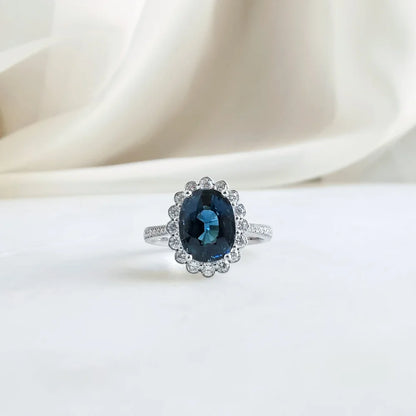 18K White Gold Oval Tourmaline Ring