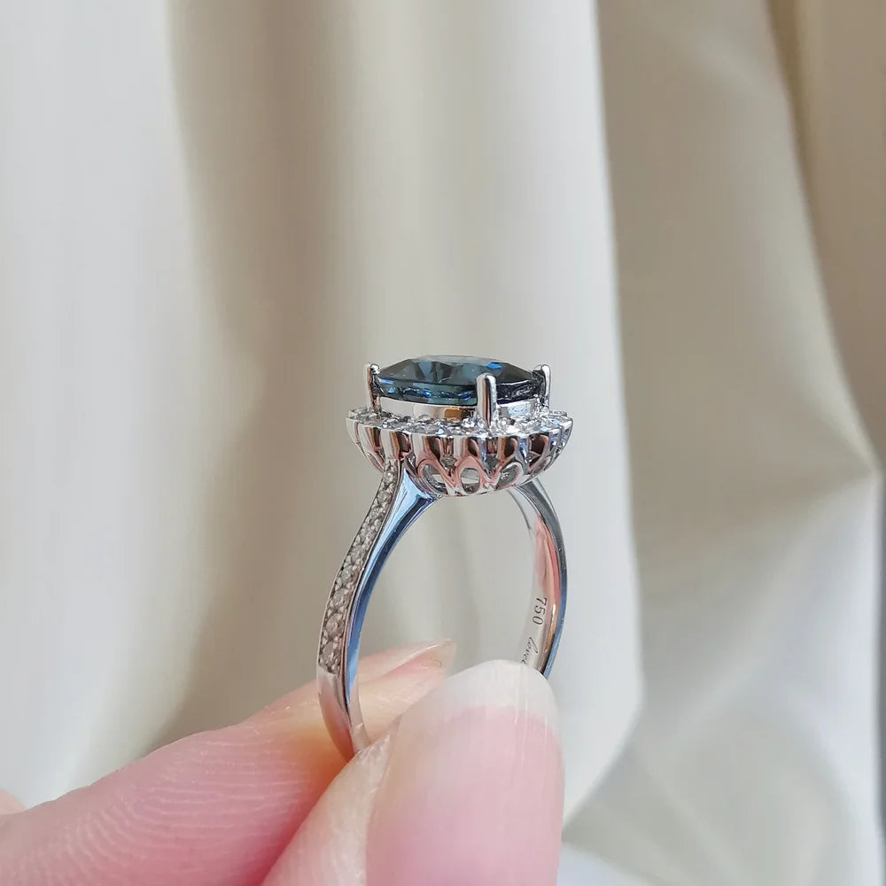 18K White Gold Oval Tourmaline Ring