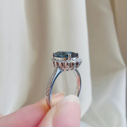 18K White Gold Oval Tourmaline Ring