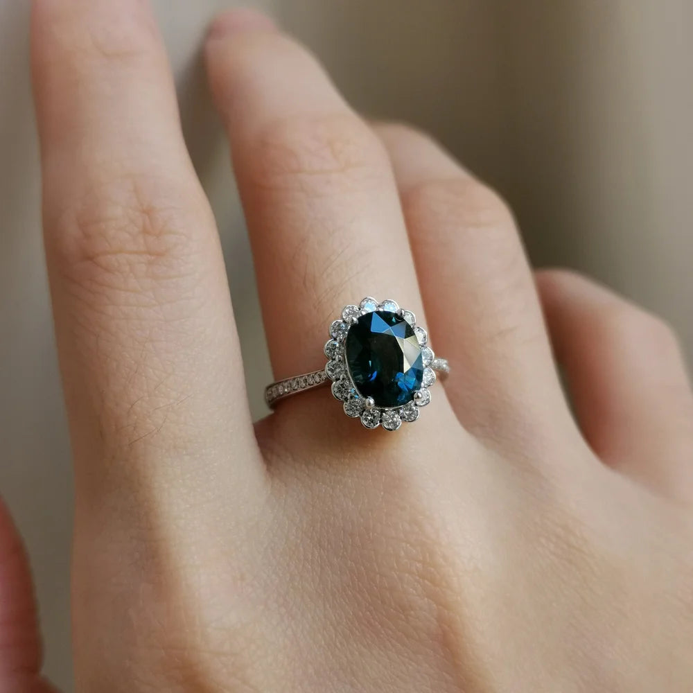 18K White Gold Oval Tourmaline Ring