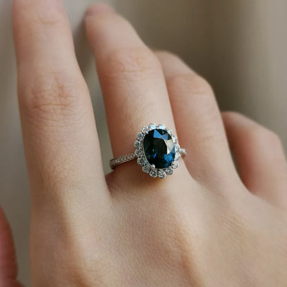18K White Gold Oval Tourmaline Ring