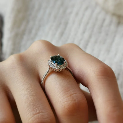 18K White Gold Oval Tourmaline Ring