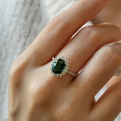 18K White Gold Oval Tourmaline Ring