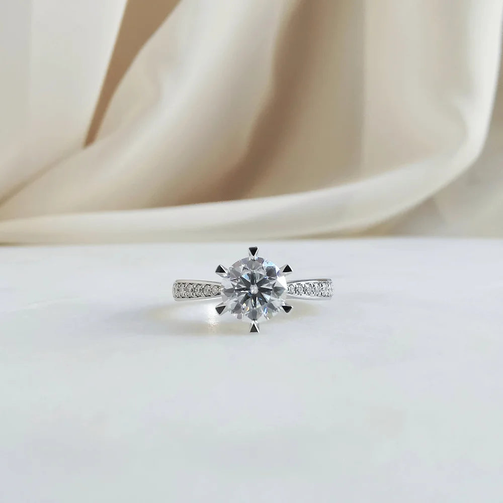 18K Scintilla Round Moissanite and Diamond Ring