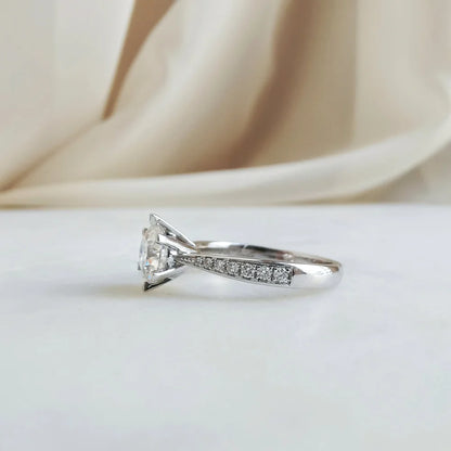18K Scintilla Round Moissanite and Diamond Ring