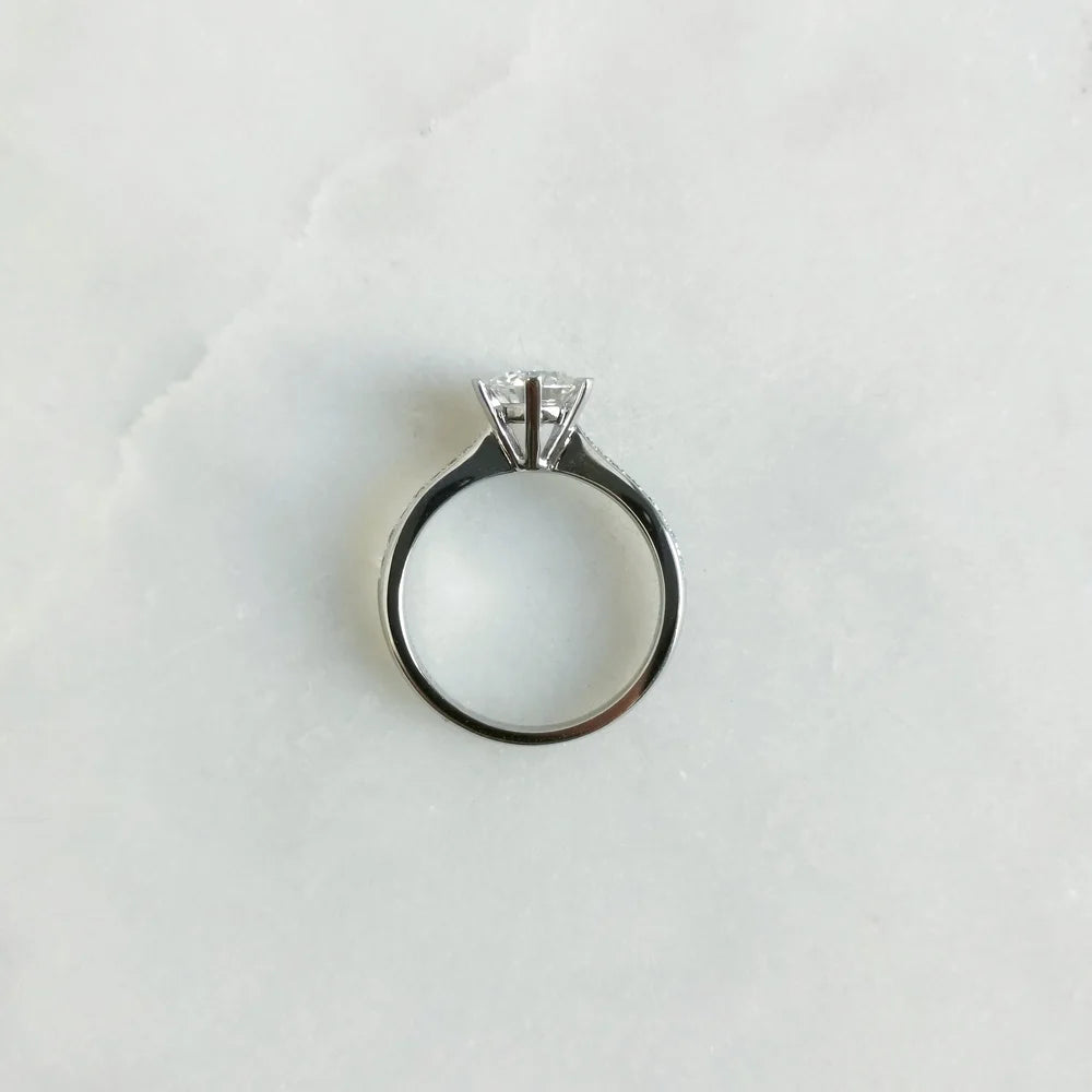 18K Scintilla Round Moissanite and Diamond Ring