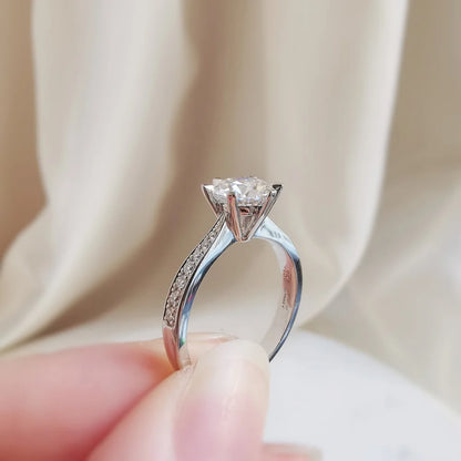 18K Scintilla Round Moissanite and Diamond Ring
