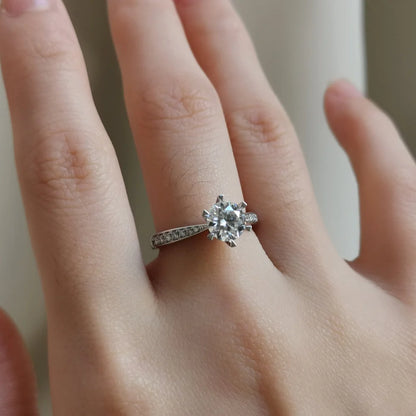 18K Scintilla Round Moissanite and Diamond Ring
