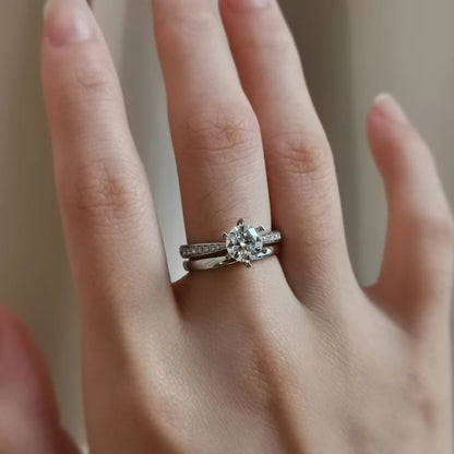 18K Scintilla Round Moissanite and Diamond Ring