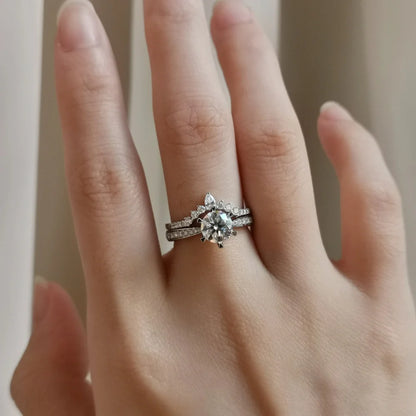 18K Scintilla Round Moissanite and Diamond Ring