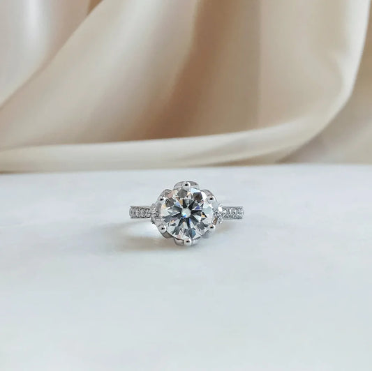 18K Sweet Rosebud Moissanite Ring with Ruby