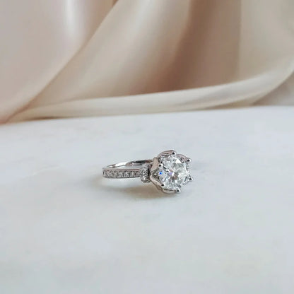 18K Sweet Rosebud Moissanite Ring with Ruby