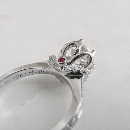 18K Sweet Rosebud Moissanite Ring with Ruby