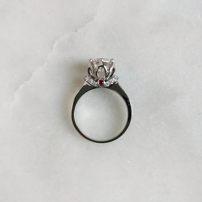 18K Sweet Rosebud Moissanite Ring with Ruby