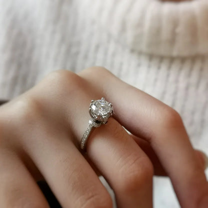 18K Sweet Rosebud Moissanite Ring with Ruby
