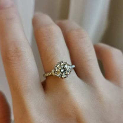 18K Sweet Rosebud Moissanite Ring with Ruby
