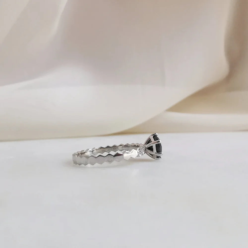 18K White Gold Spinel Honeycomb Ring