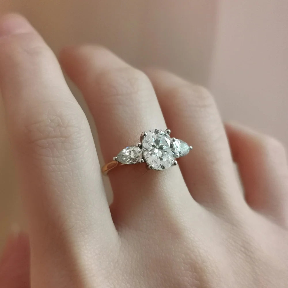 The Audrey Moissanite Ring with 3 Stones