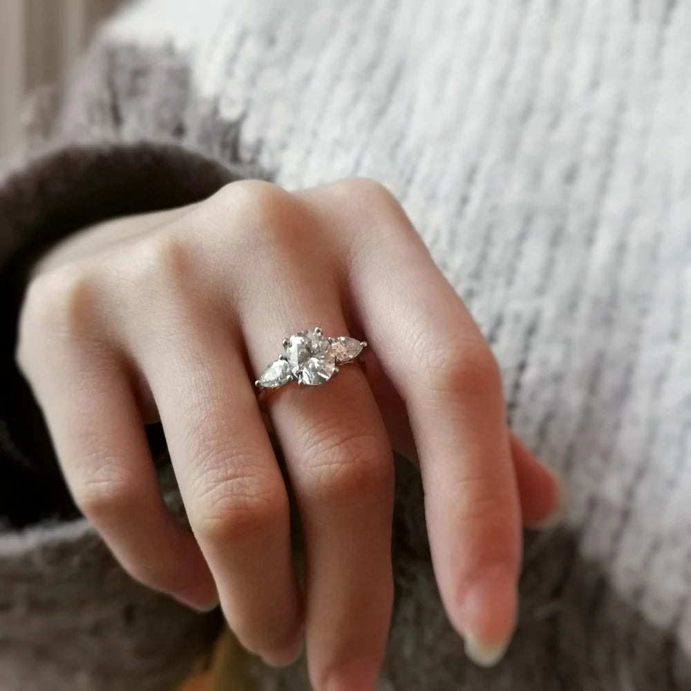 The Audrey Moissanite Ring with 3 Stones