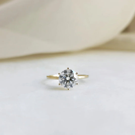 18K "The Diamond Fountain" Round Moissanite Ring