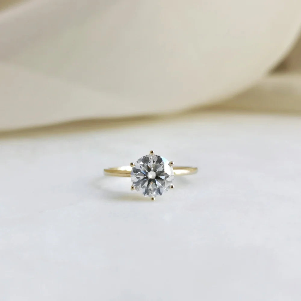 14K "The Diamond Fountain" Round Moissanite Ring