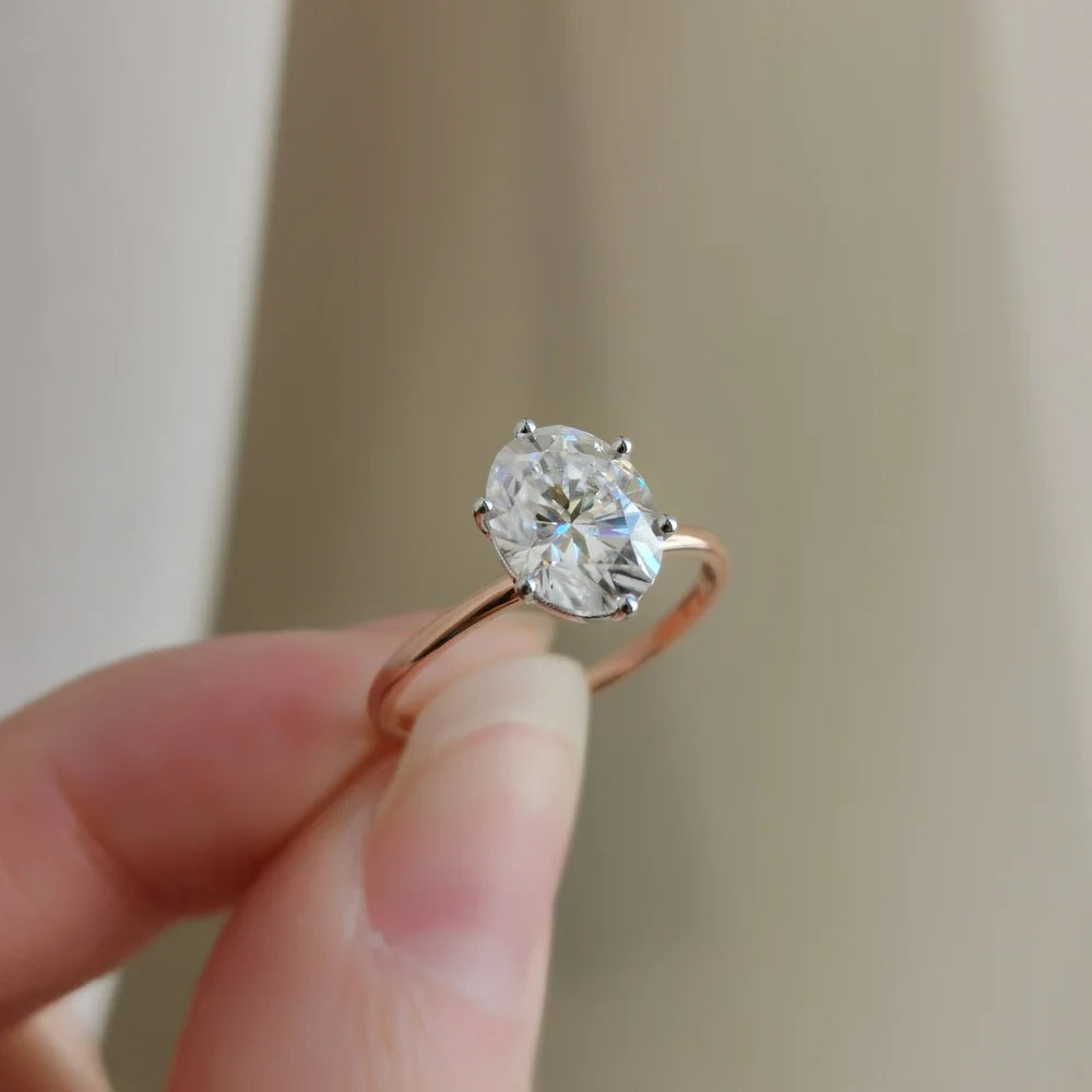 Classic Six Claw Oval Moissanite Ring
